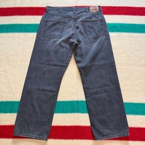 Levis 569 Loose Straight Jeans Mens 38x32 Black Denim Jeans